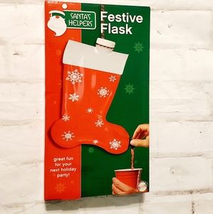 🌹5/$25 sale Festival Flask Christmas stocking beverage dispenser NIB